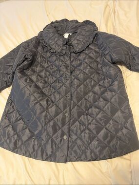 H&M Quilted Ruffle-Collar Bomber Jacket - Dark Gray